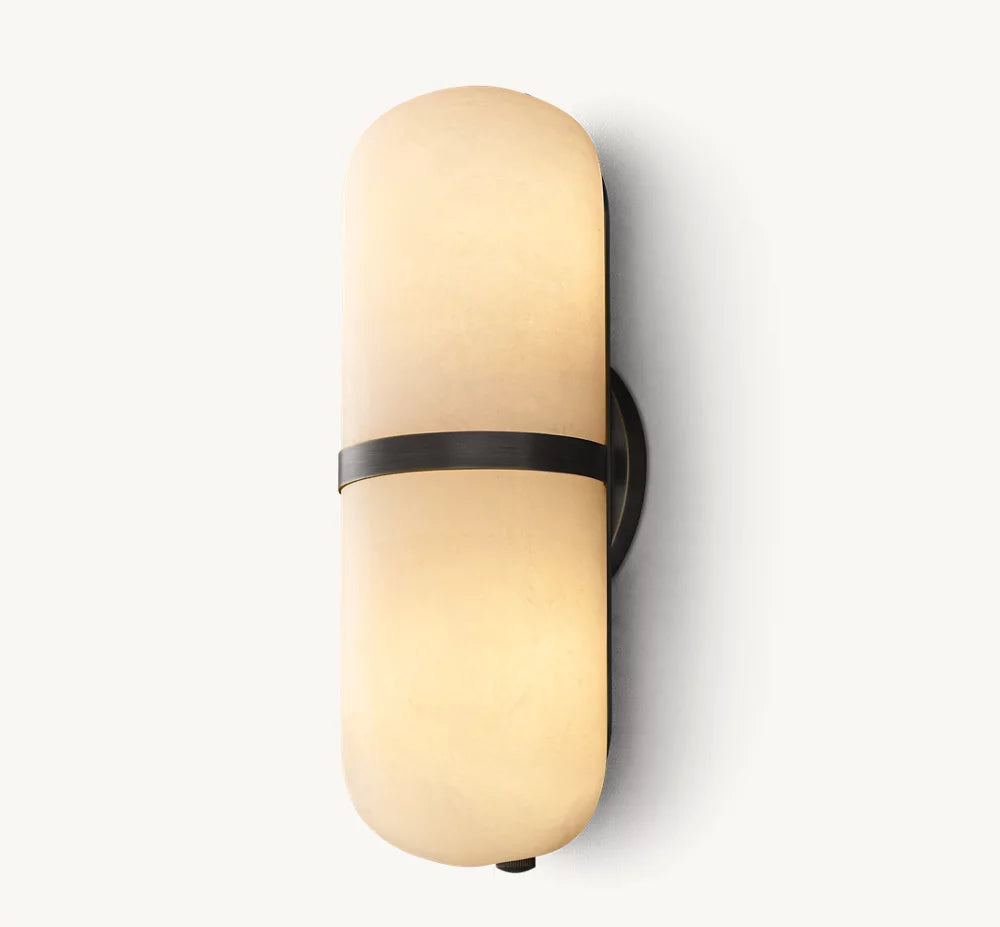 Alabaster Capsule Brass Sconce