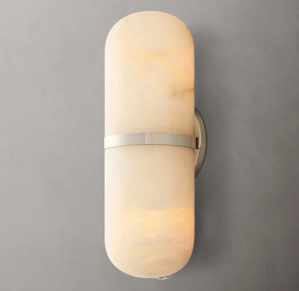 Alabaster Capsule Brass Sconce