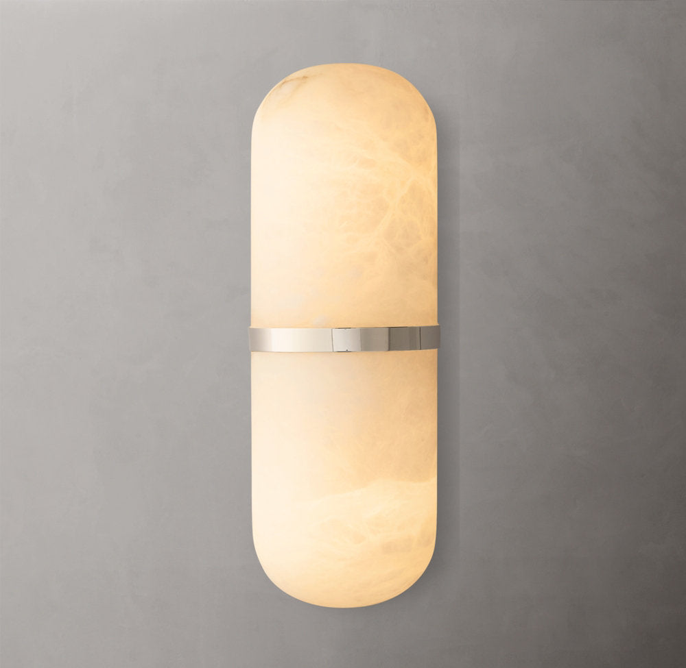 Alabaster Capsule Brass Sconce