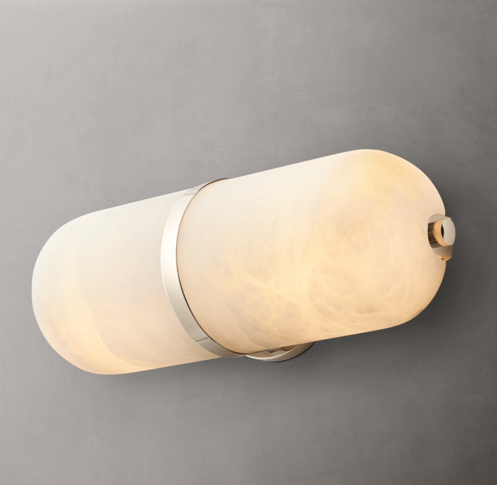 Alabaster Capsule Brass Sconce