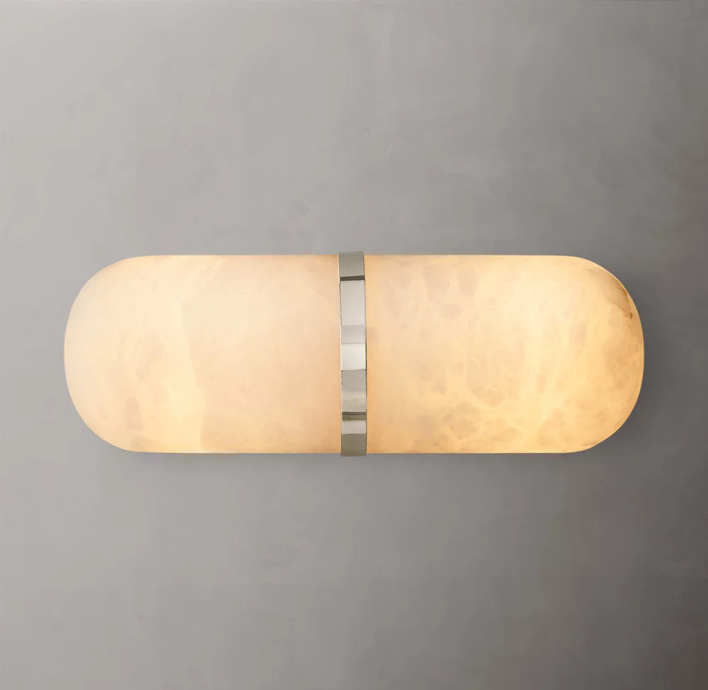 Alabaster Capsule Brass Sconce