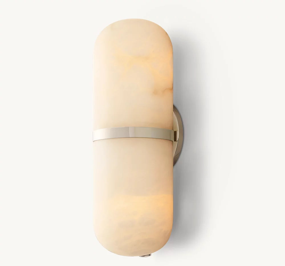 Alabaster Capsule Brass Sconce