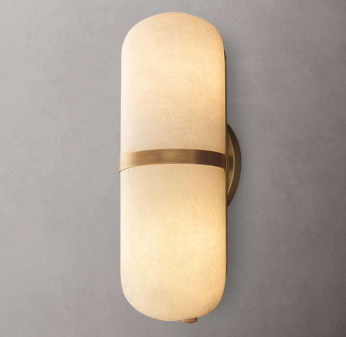 Alabaster Capsule Brass Sconce