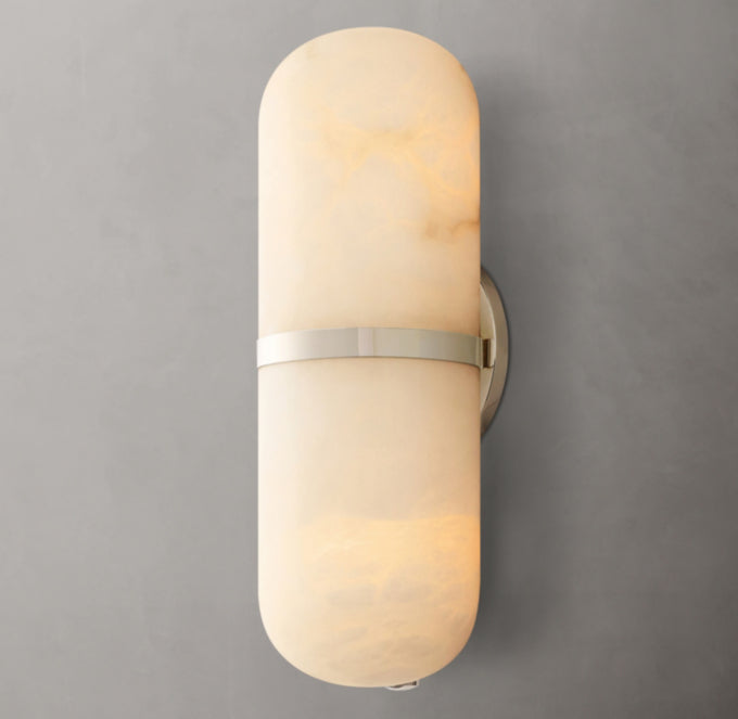 Alabaster Capsule Brass Sconce