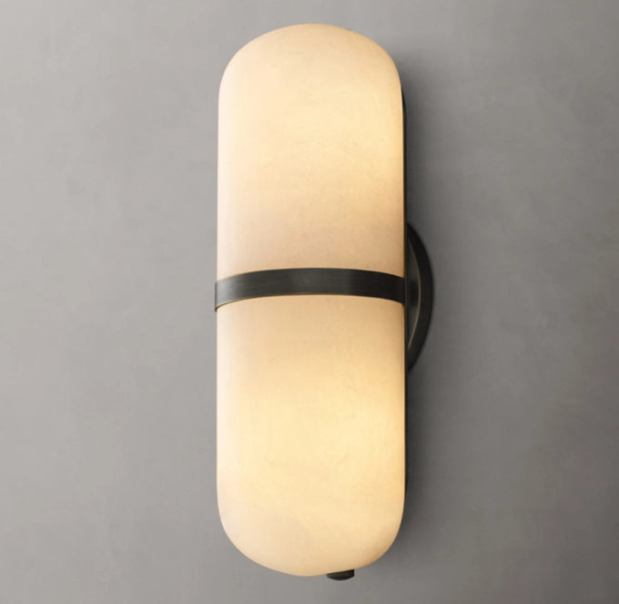 Alabaster Capsule Brass Sconce