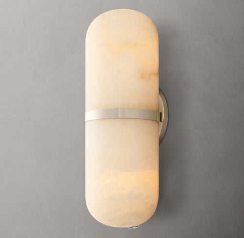 Alabaster Capsule Brass Sconce