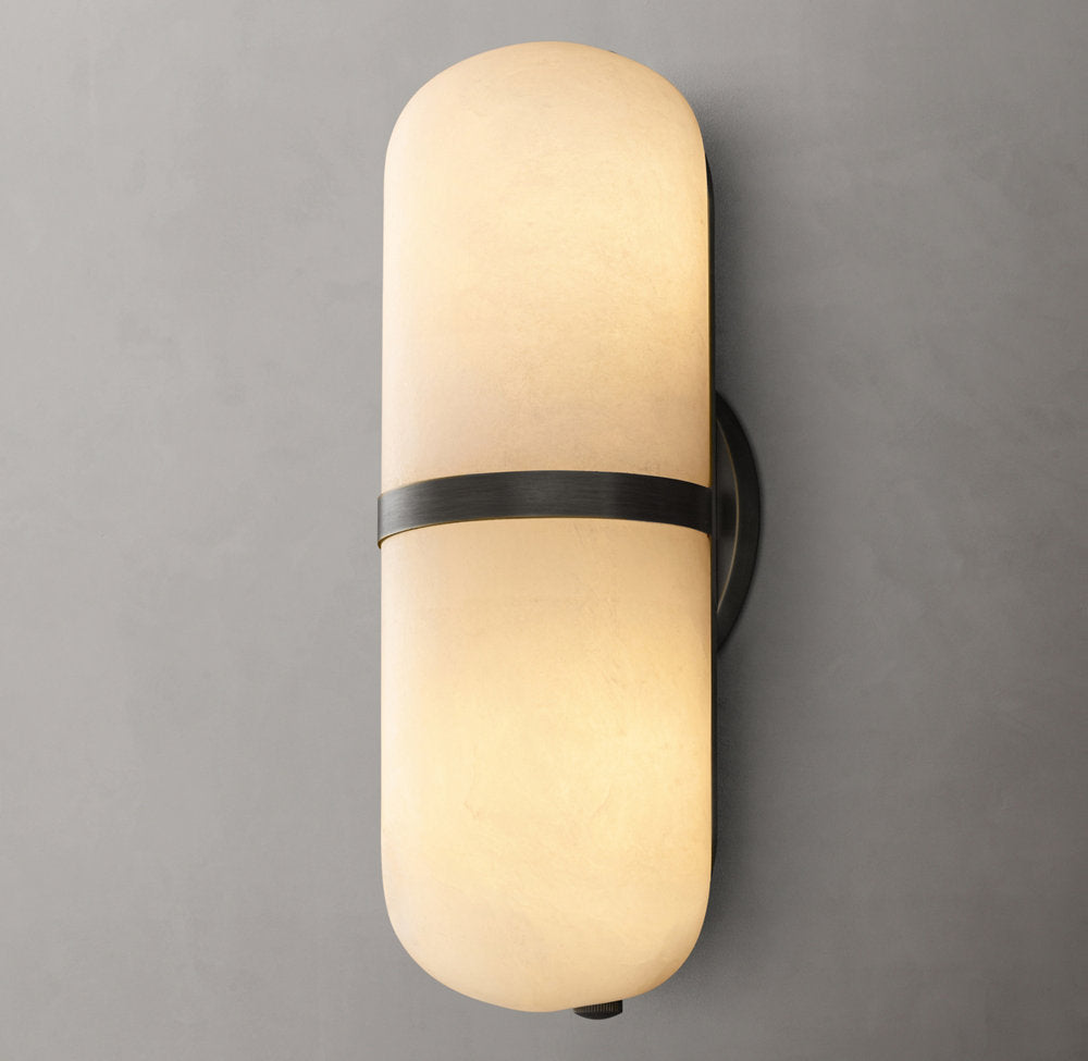 Alabaster Capsule Brass Sconce