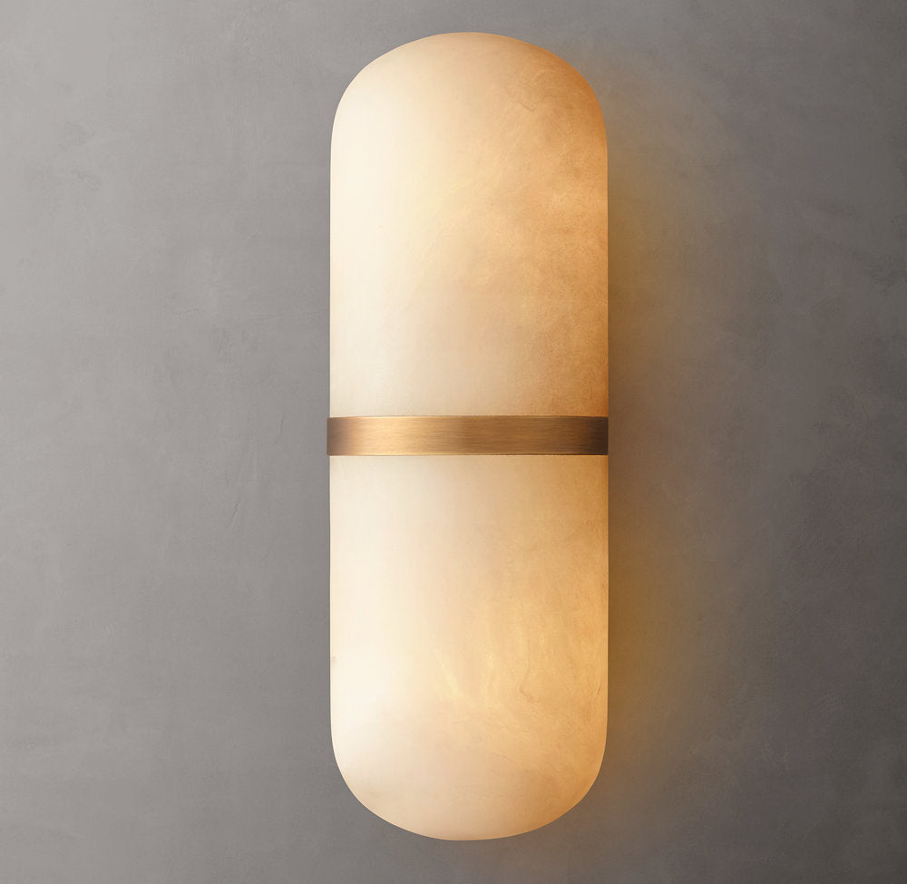 Alabaster Capsule Brass Sconce