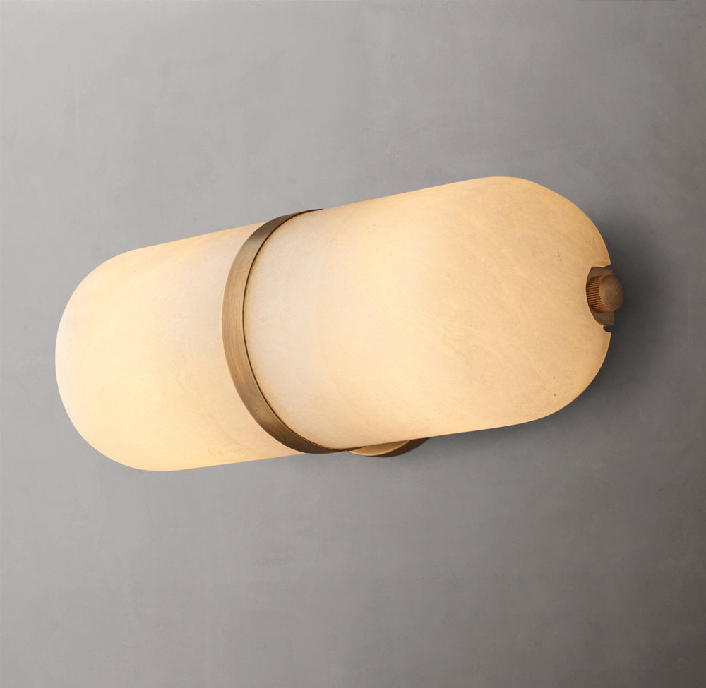 Alabaster Capsule Brass Sconce