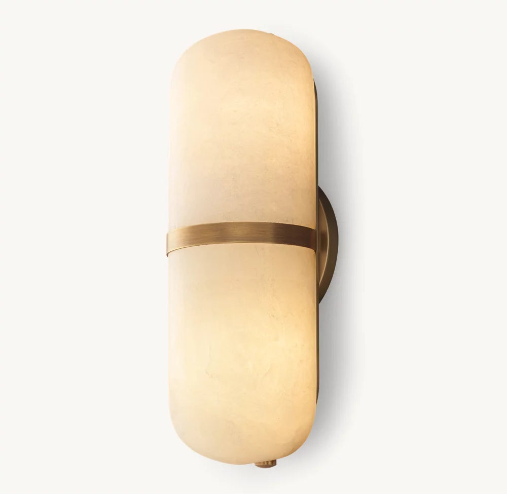 Alabaster Capsule Brass Sconce