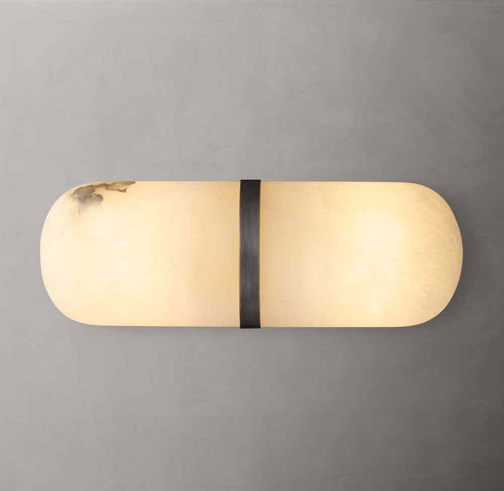Alabaster Capsule Brass Sconce
