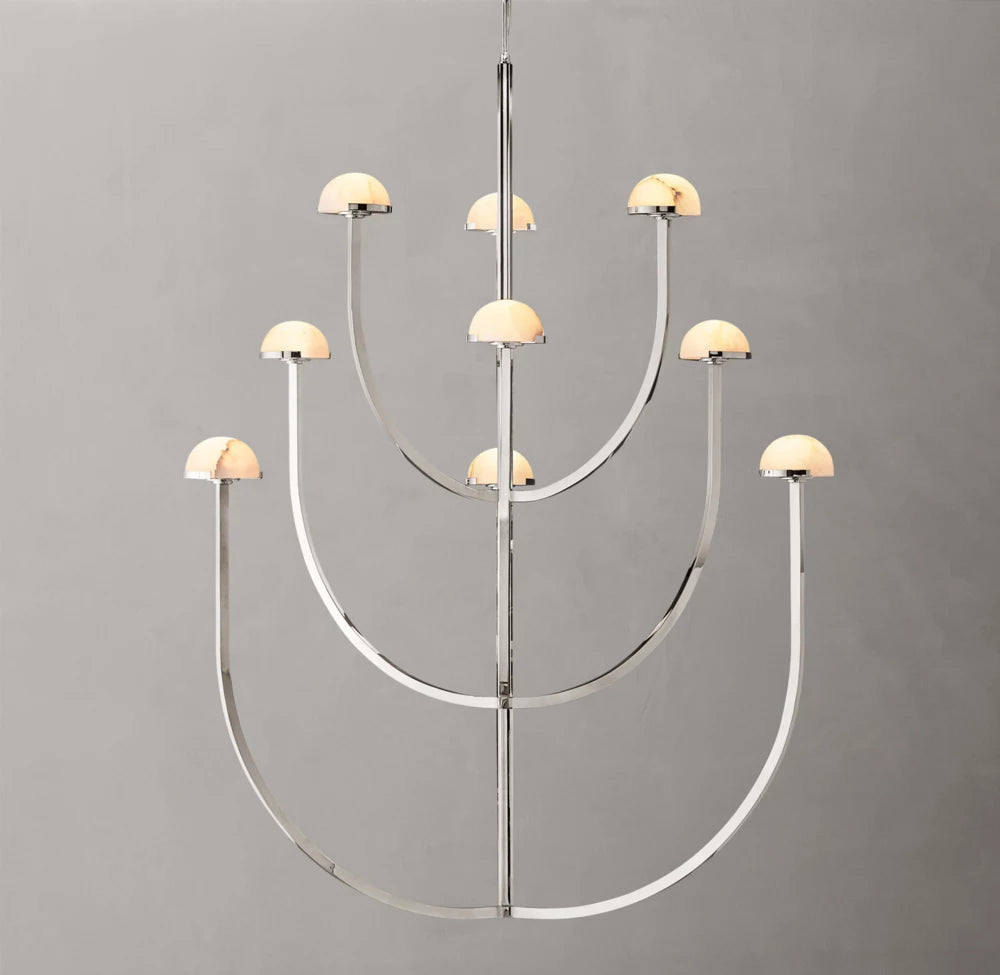 Alabaster Hemisphere Tower Chandelier
