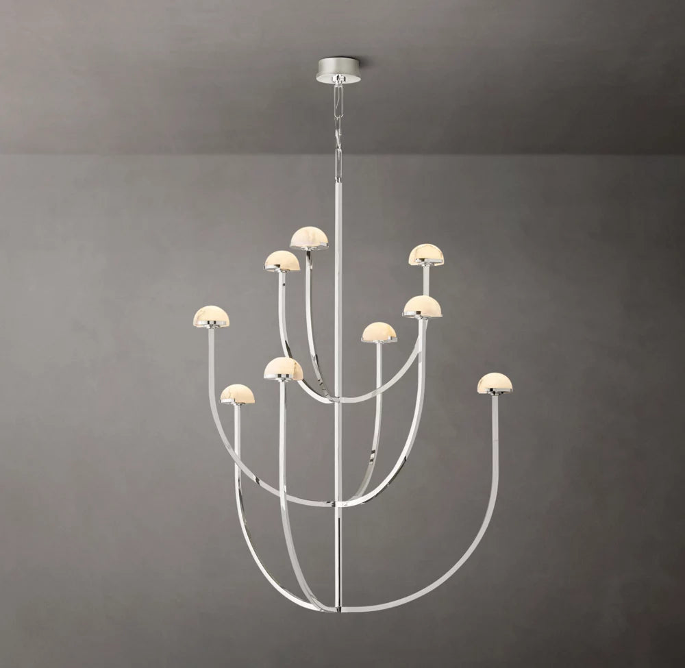 Alabaster Hemisphere Tower Chandelier