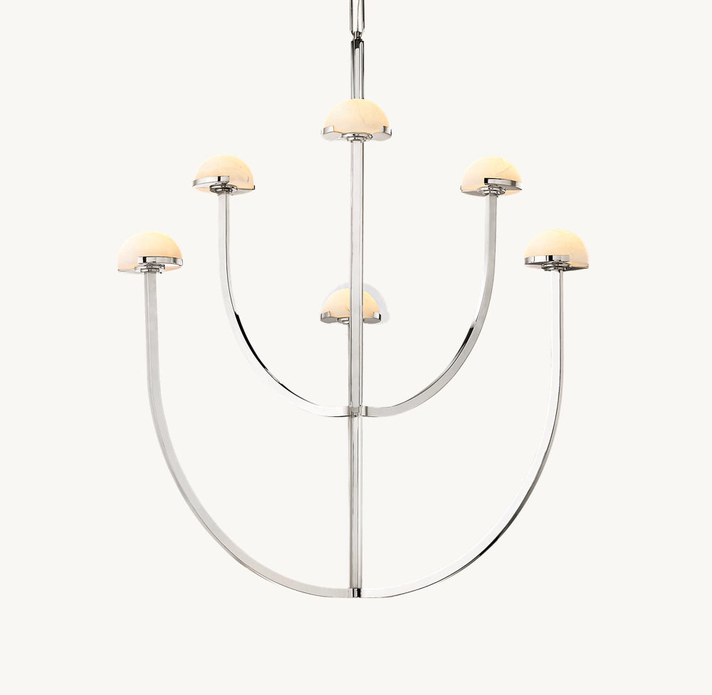Alabaster Hemisphere Tower Chandelier