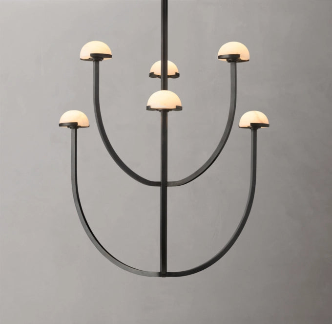 Alabaster Hemisphere Tower Chandelier