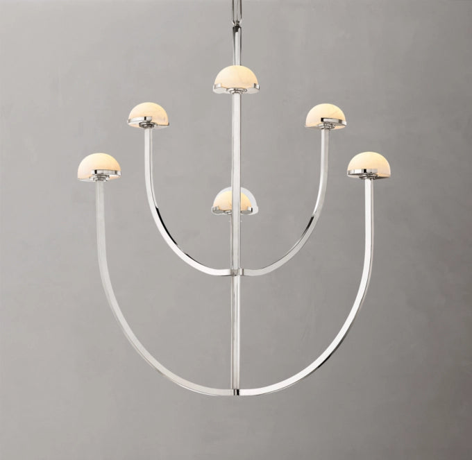 Alabaster Hemisphere Tower Chandelier