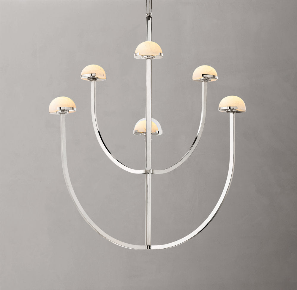 Alabaster Hemisphere Tower Chandelier