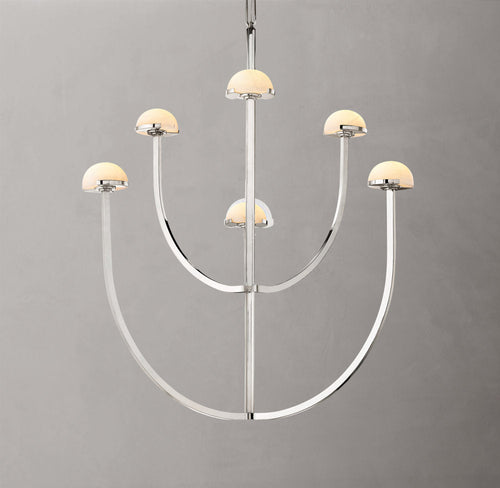 Alabaster Hemisphere Tower Chandelier