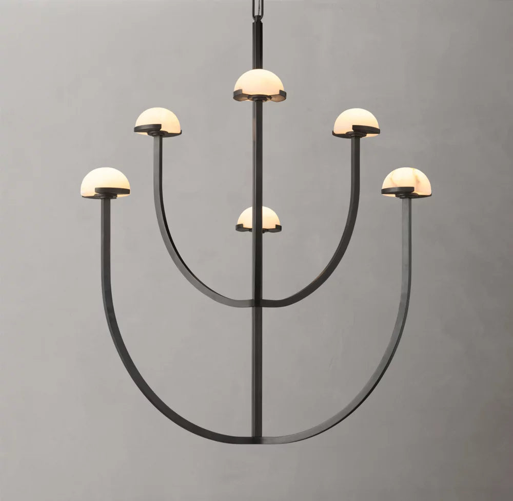 Alabaster Hemisphere Tower Chandelier