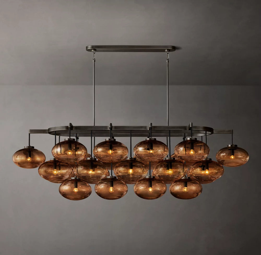 Amber Globe Cascade Island Chandelier