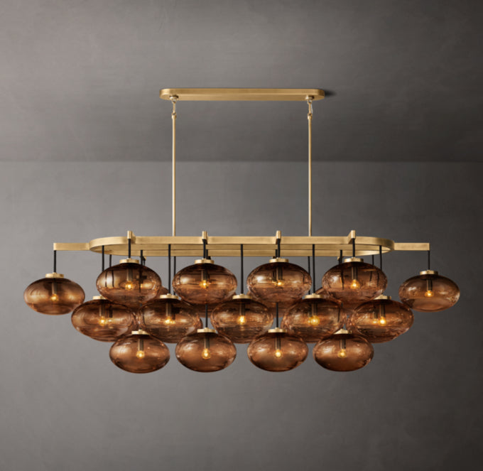 Amber Globe Cascade Island Chandelier