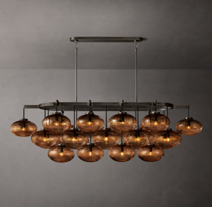 Amber Globe Cascade Island Chandelier