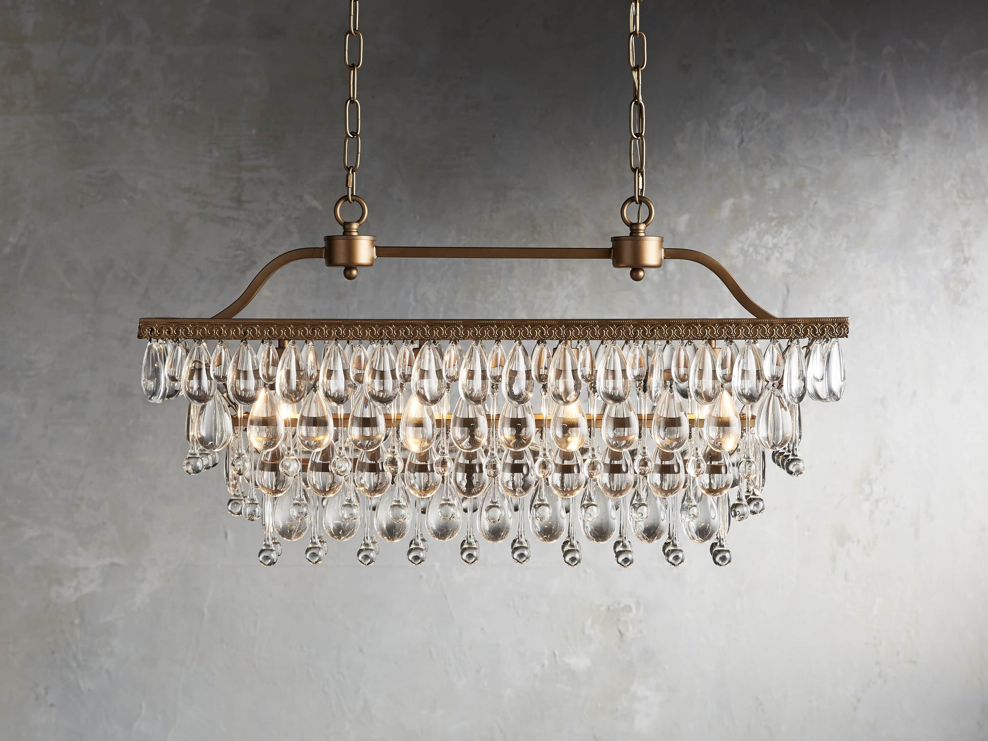 Antique Gold Crystal Drop Island Chandelier