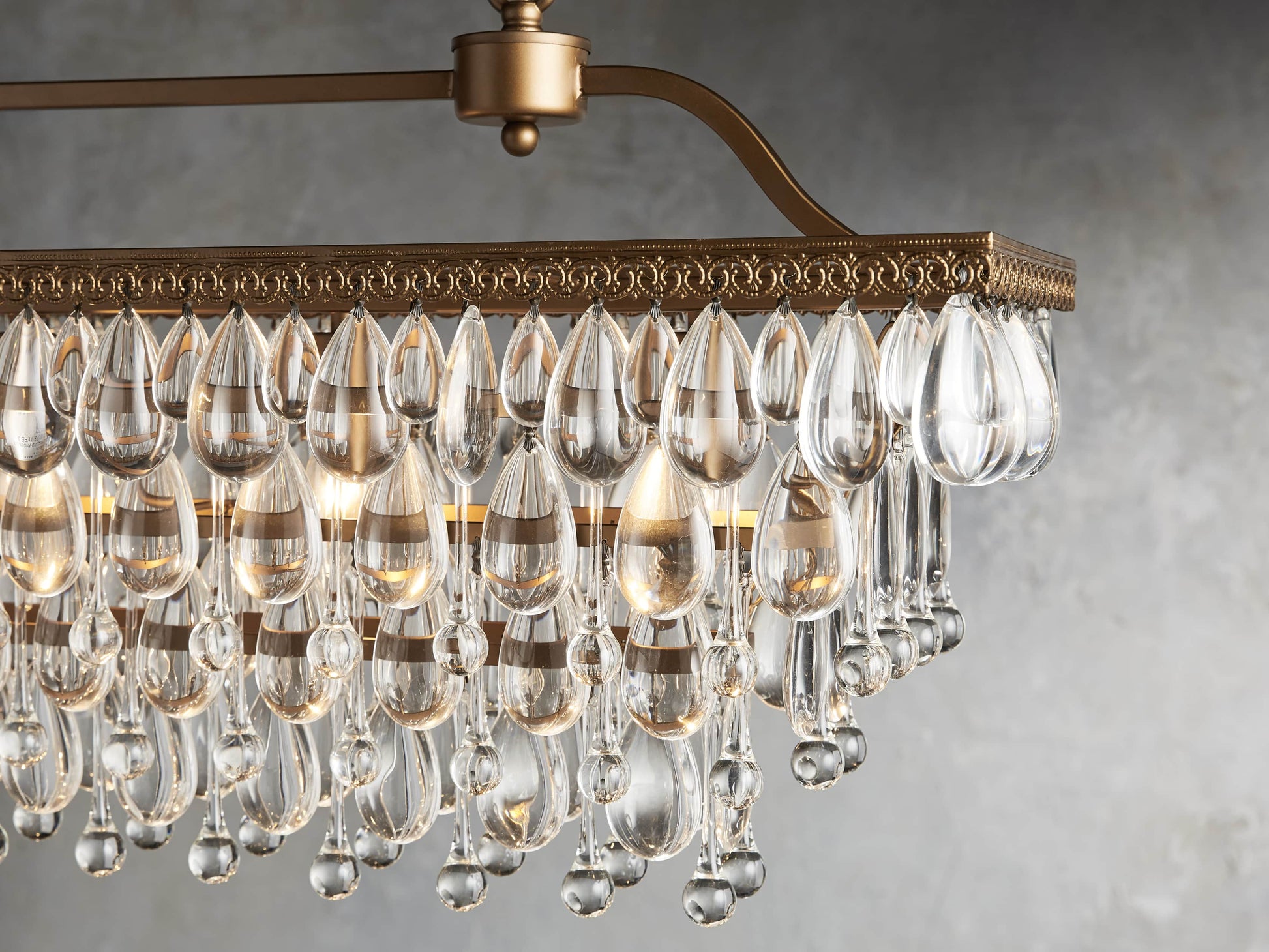 Antique Gold Crystal Drop Island Chandelier