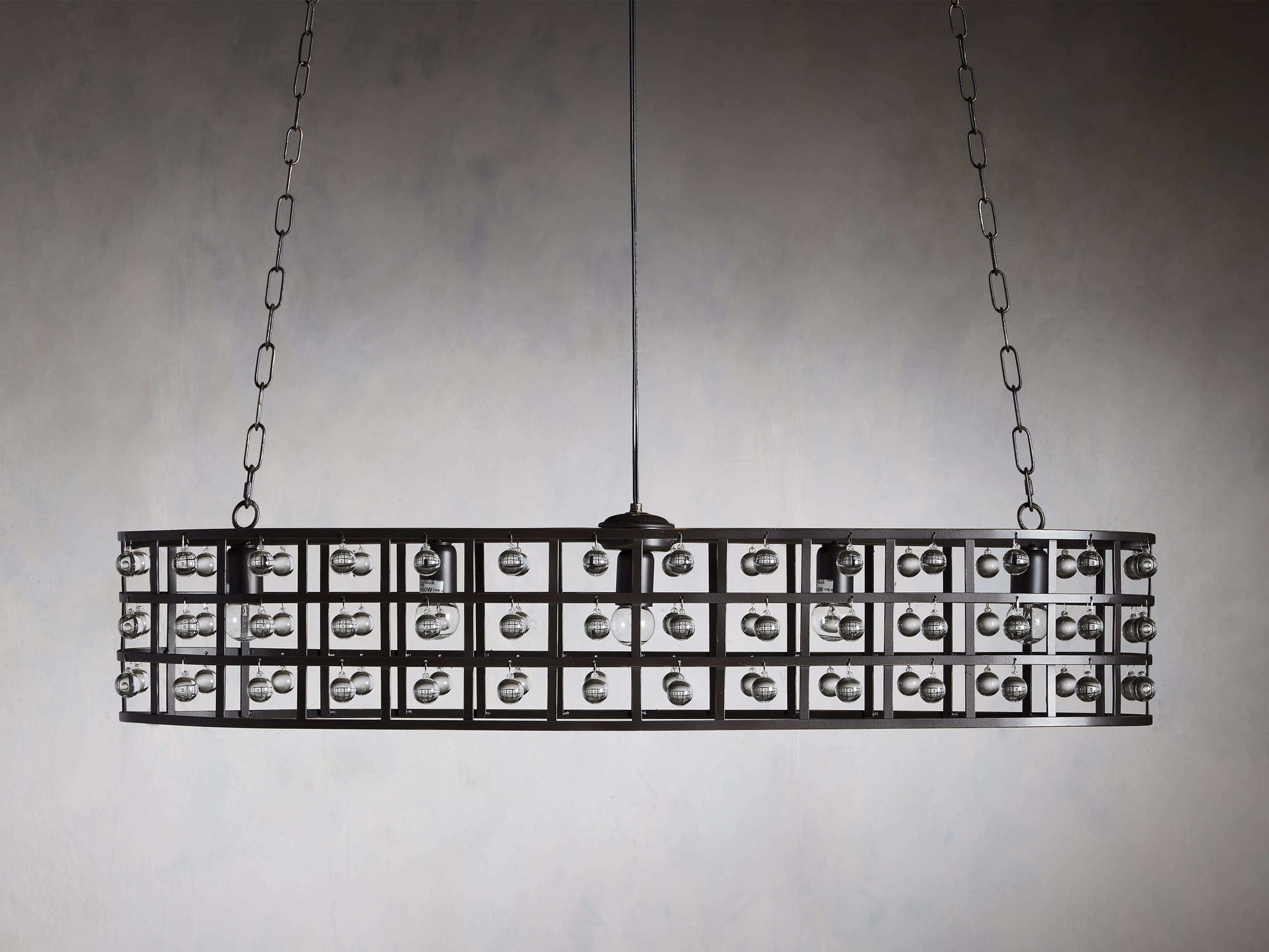 Antiqued Crystal Oval Cage Chandelier