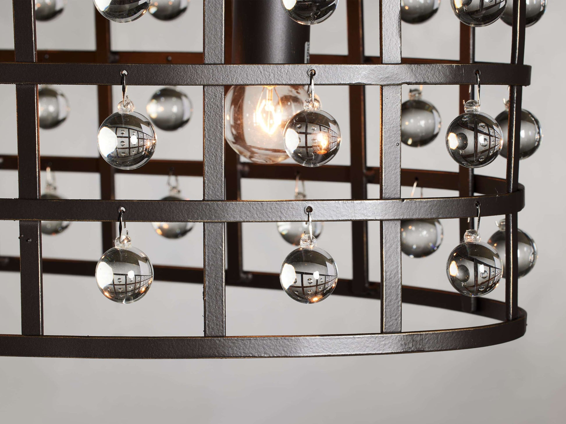 Antiqued Crystal Oval Cage Chandelier