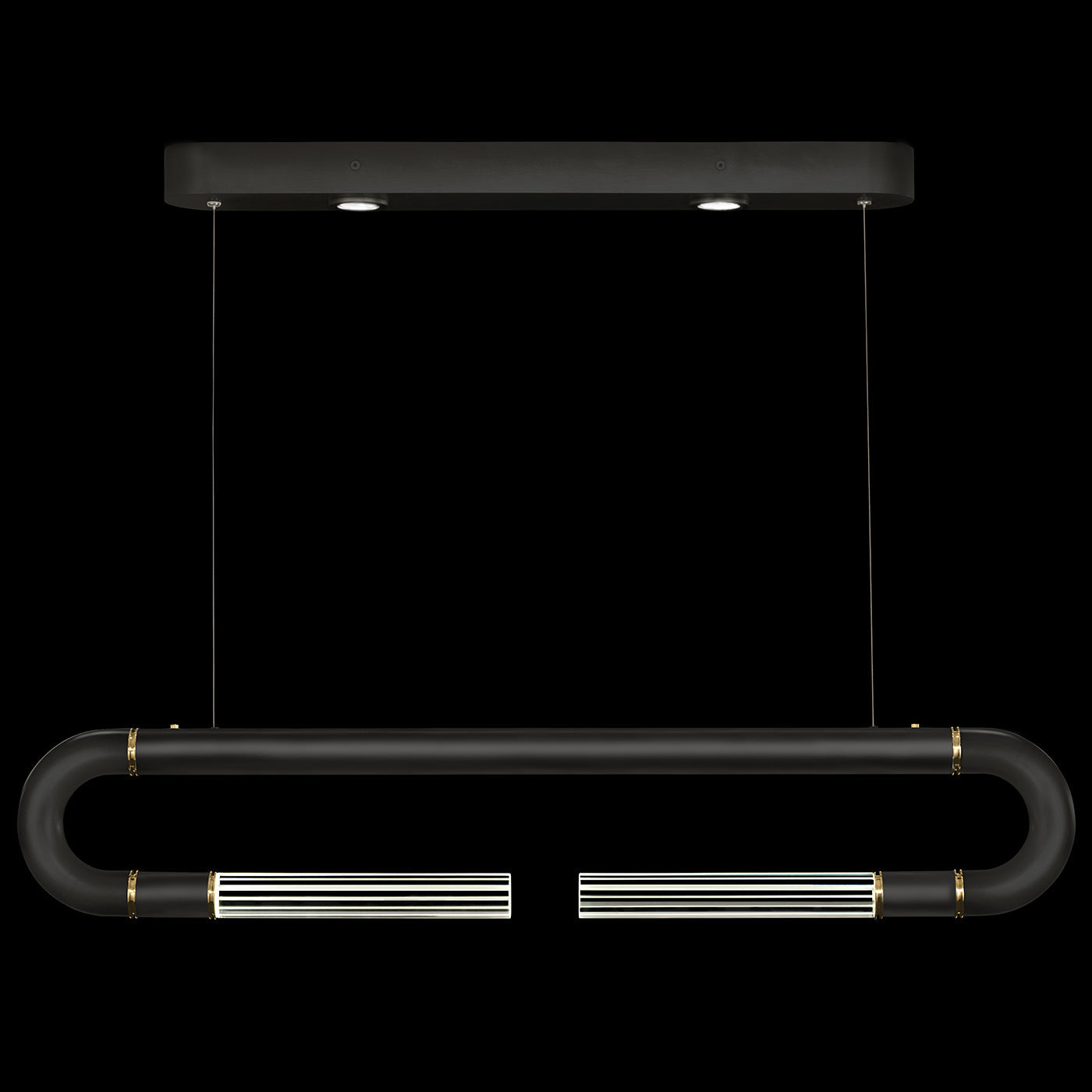 Antonia 52-Inch Sculptural Linear Pendant / Black / Brass / No Parchment