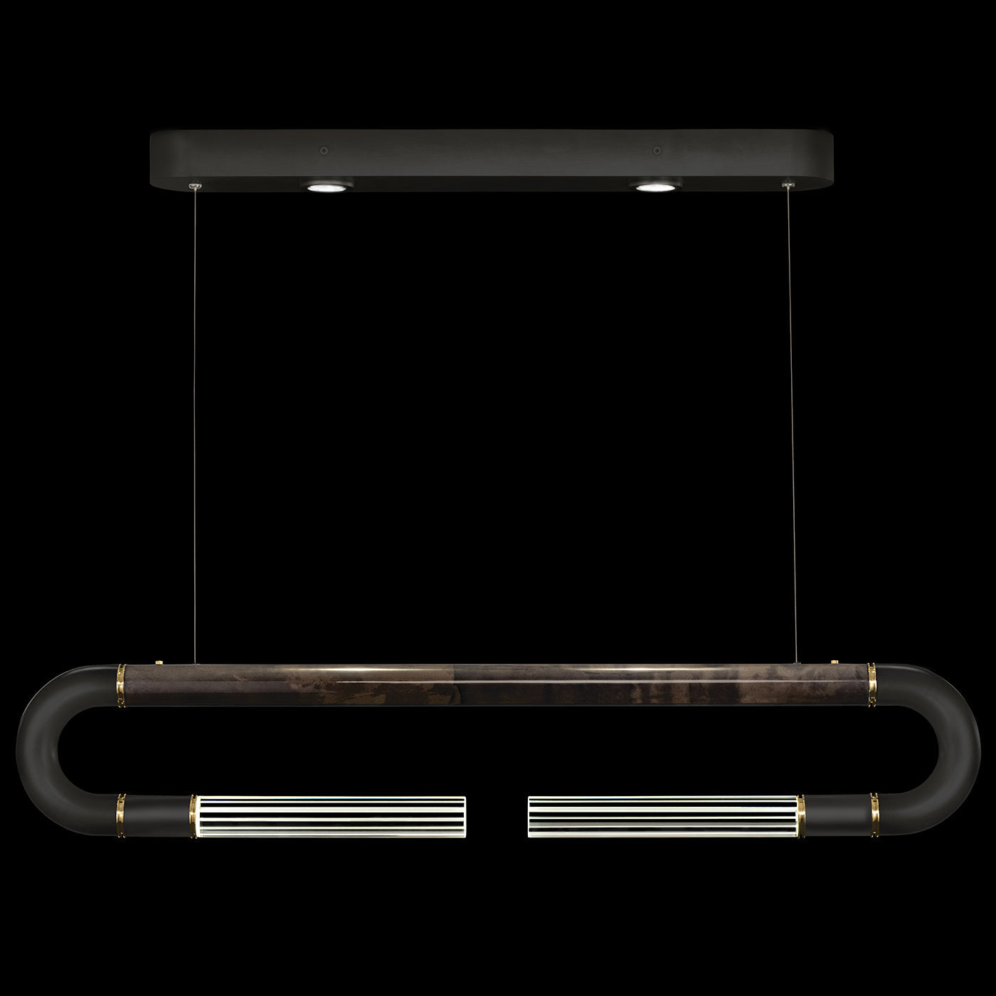 Antonia 52-Inch Sculptural Linear Pendant / Black / Brass / Charcoal