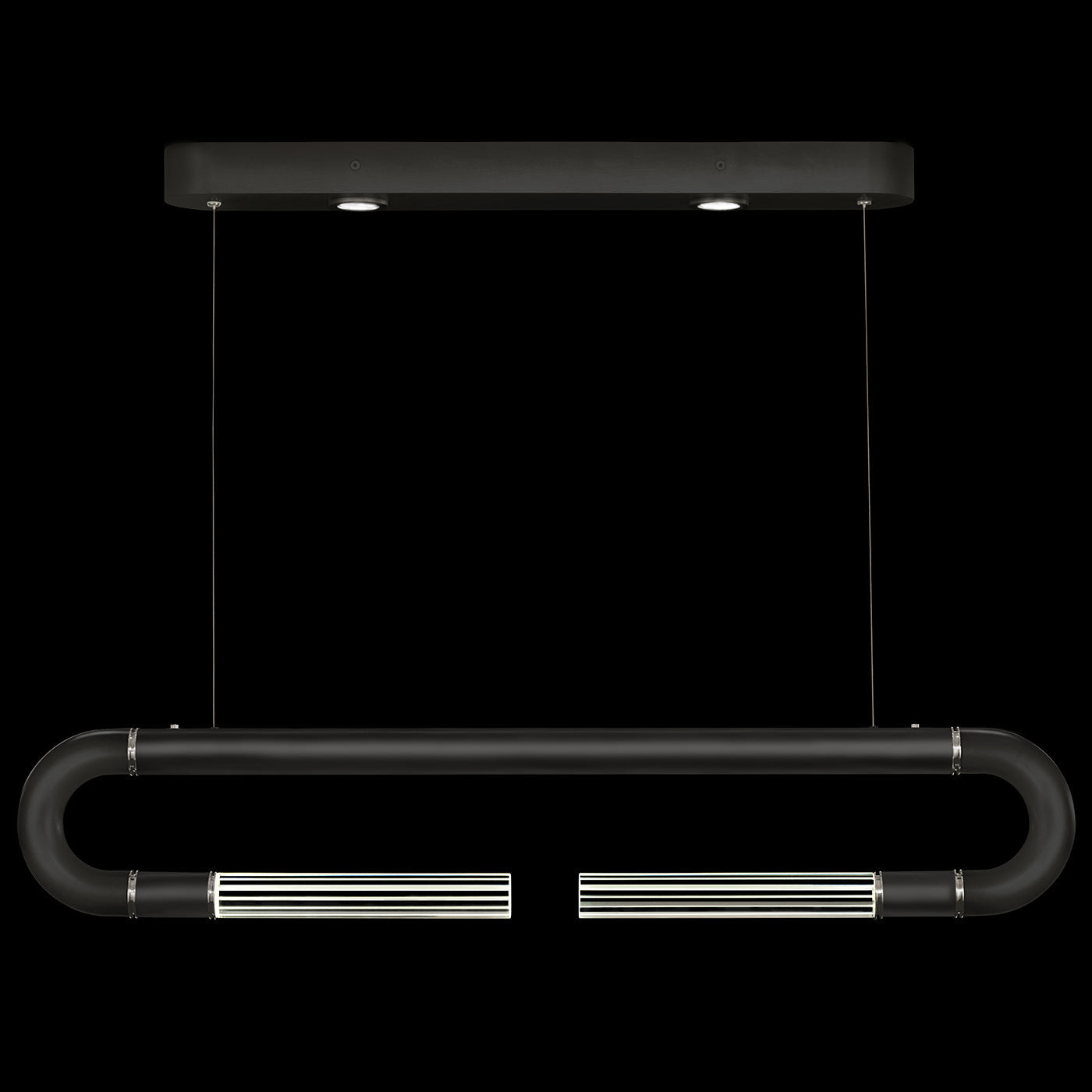 Antonia 52-Inch Sculptural Linear Pendant / Black / Nickel / No Parchment