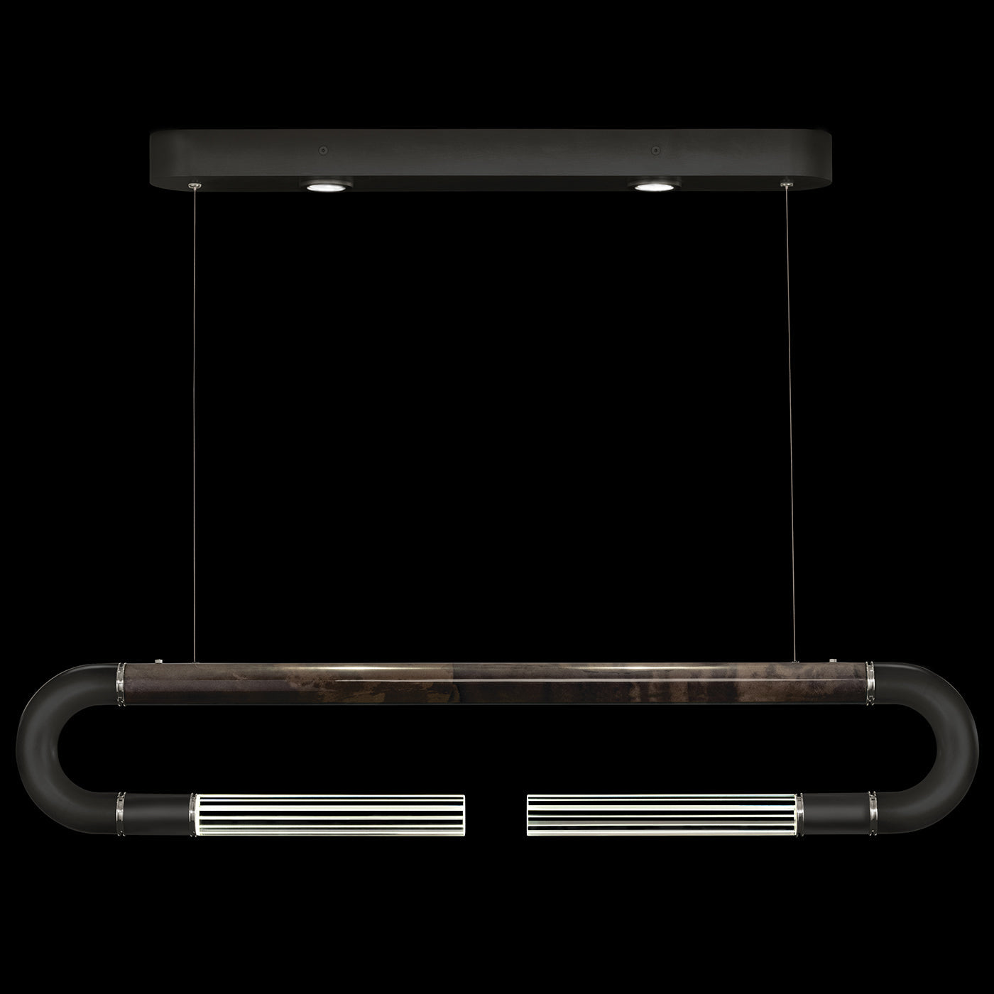 Antonia 52-Inch Sculptural Linear Pendant / Black / Nickel / Charcoal
