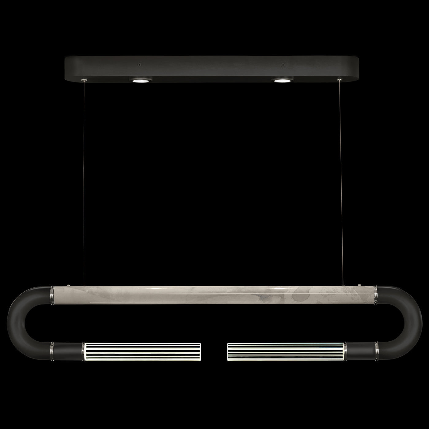 Antonia 52-Inch Sculptural Linear Pendant / Black / Nickel / Smoke