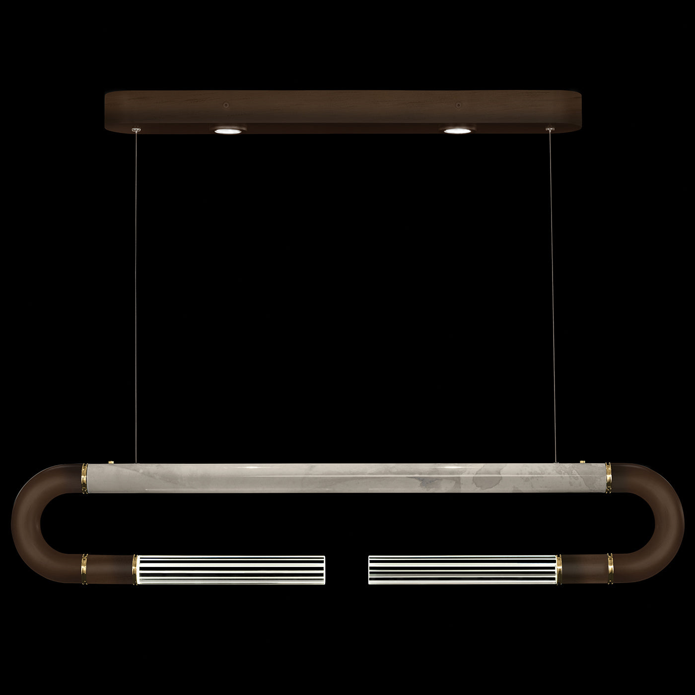 Antonia 52-Inch Sculptural Linear Pendant / Bronze / Brass / Smoke