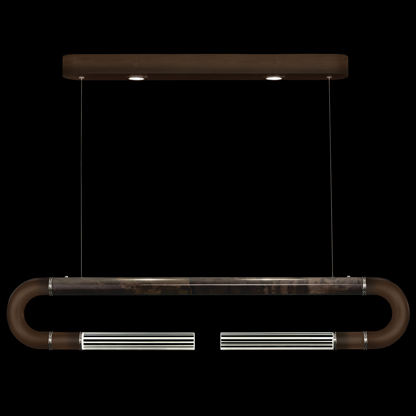 Antonia 52-Inch Sculptural Linear Pendant / Bronze / Nickel / Charcoal