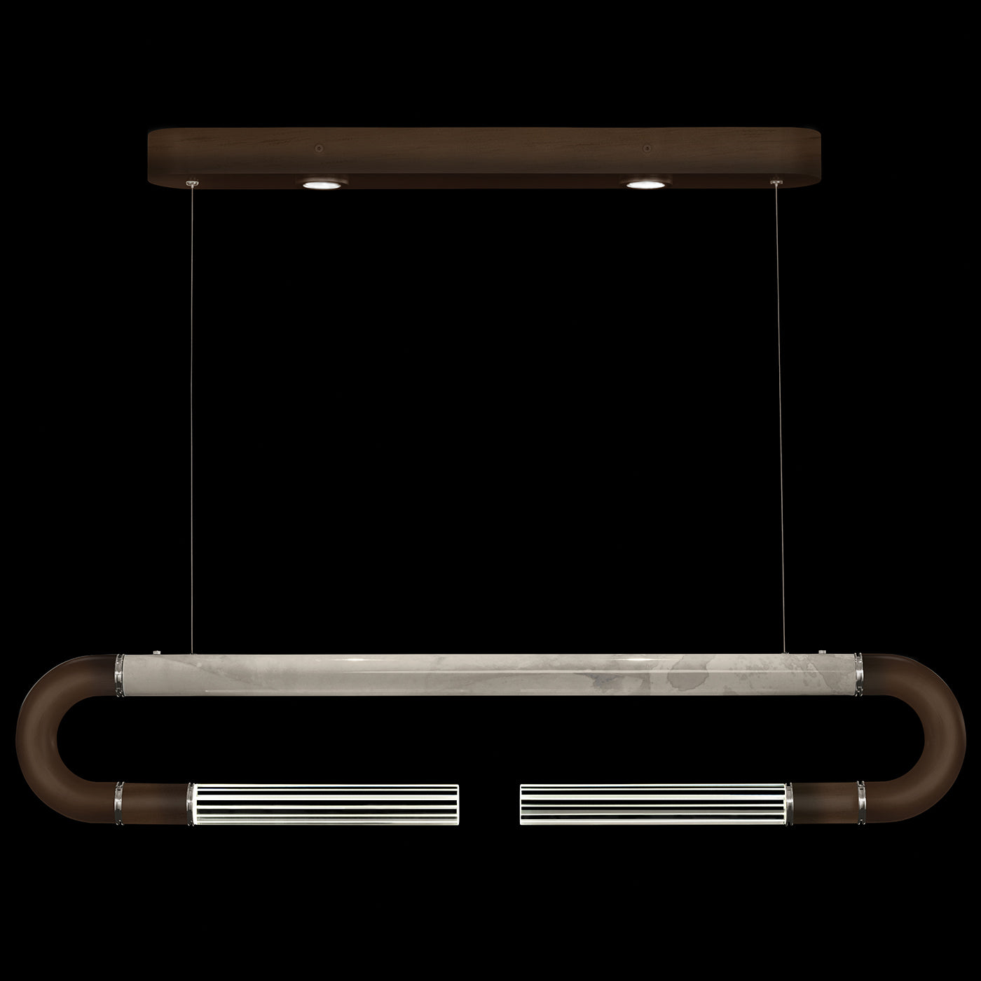 Antonia 52-Inch Sculptural Linear Pendant / Bronze / Nickel / Smoke