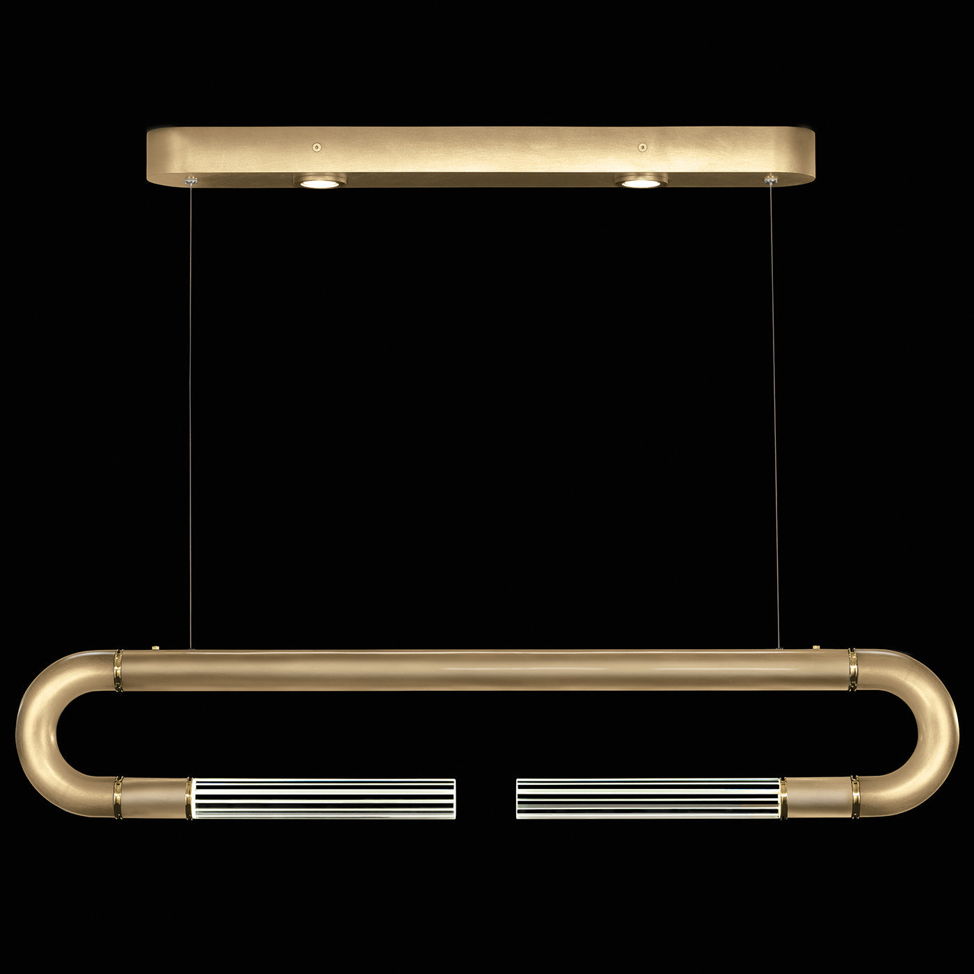 Antonia 52-Inch Sculptural Linear Pendant / Gold Leaf / Brass / No Parchment