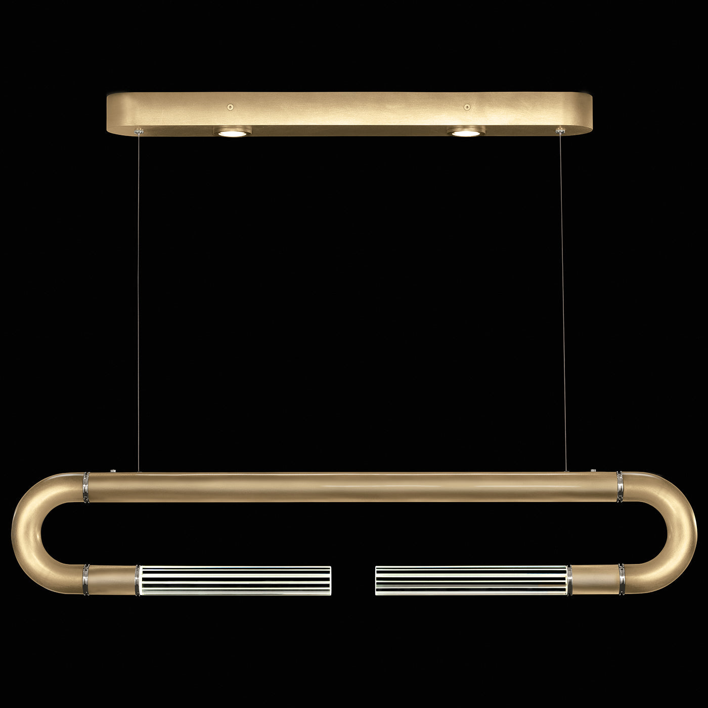 Antonia 52-Inch Sculptural Linear Pendant / Gold Leaf / Nickel / No Parchment