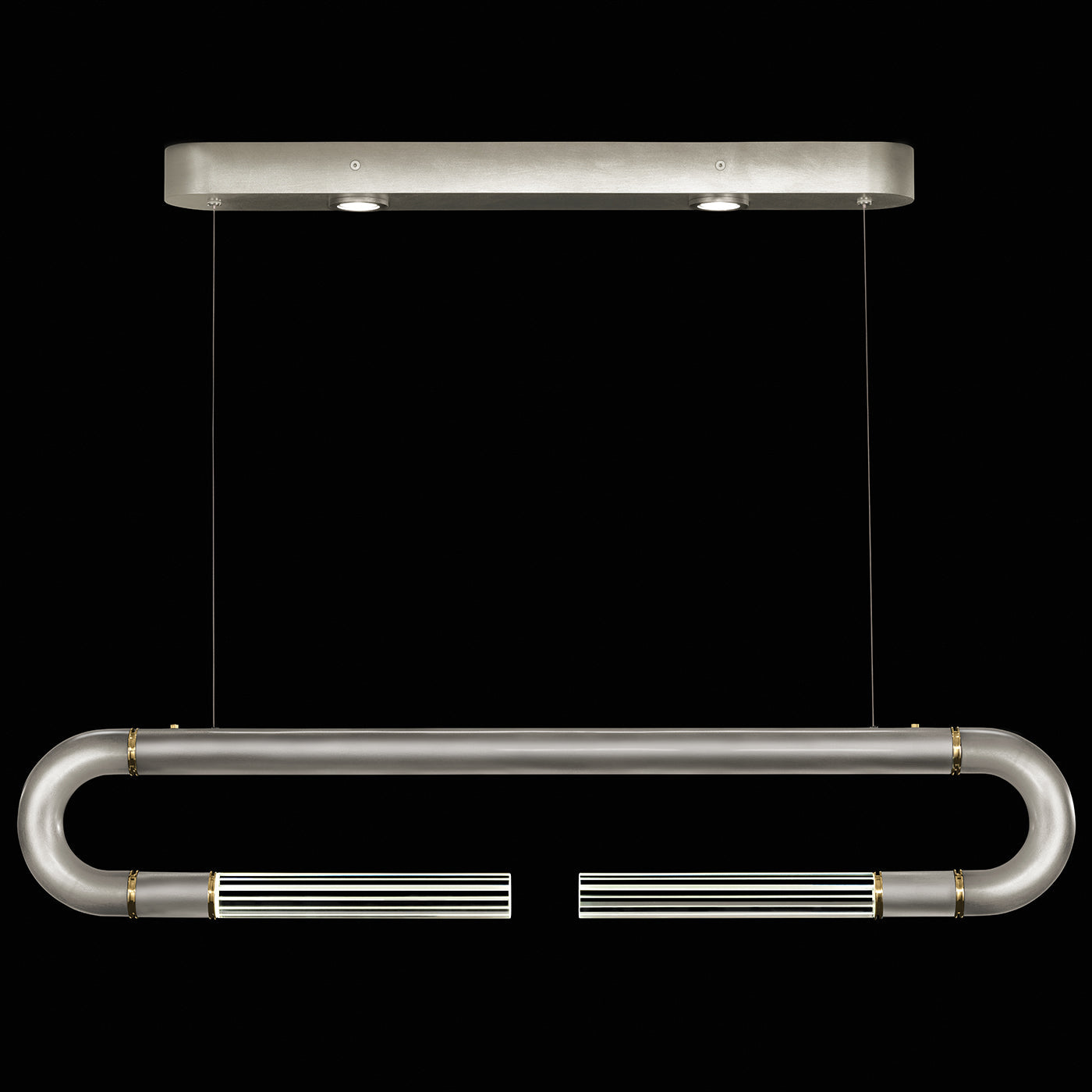 Antonia 52-Inch Sculptural Linear Pendant / Silver Leaf / Brass / No Parchment