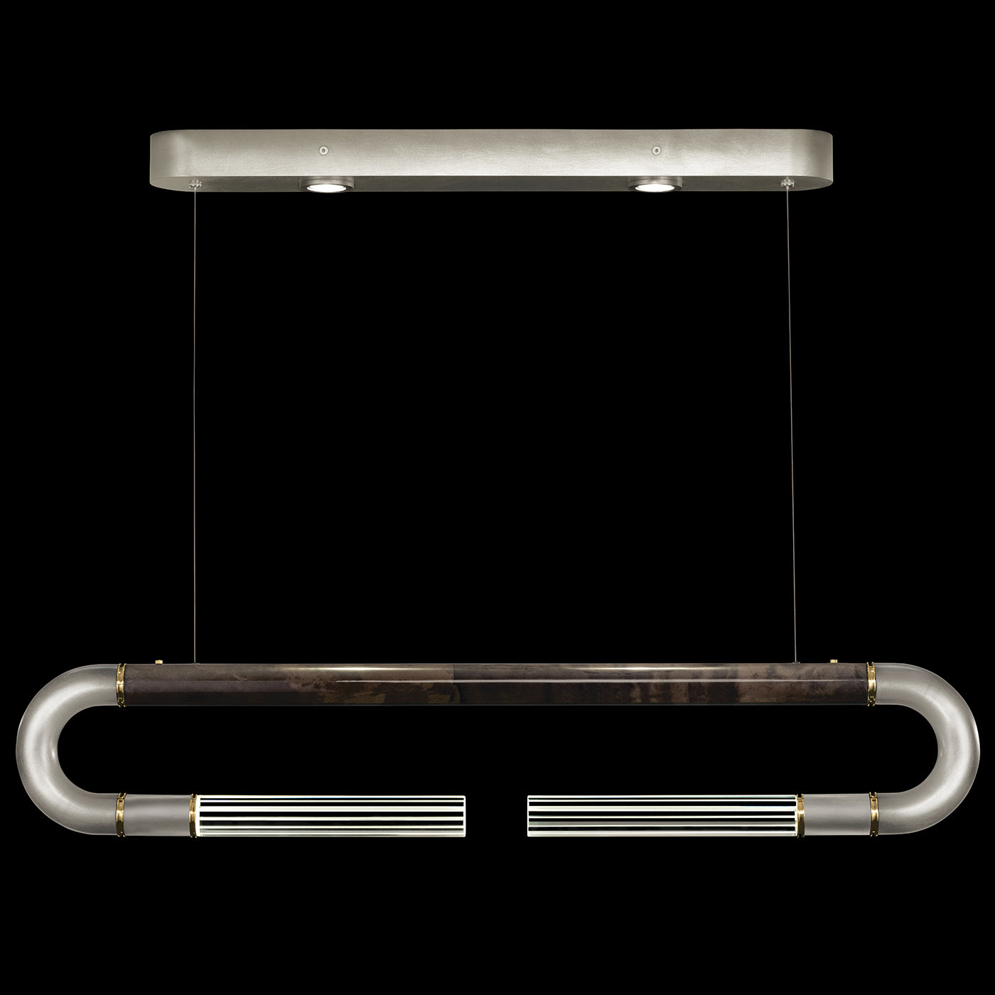 Antonia 52-Inch Sculptural Linear Pendant / Silver Leaf / Brass / Charcoal