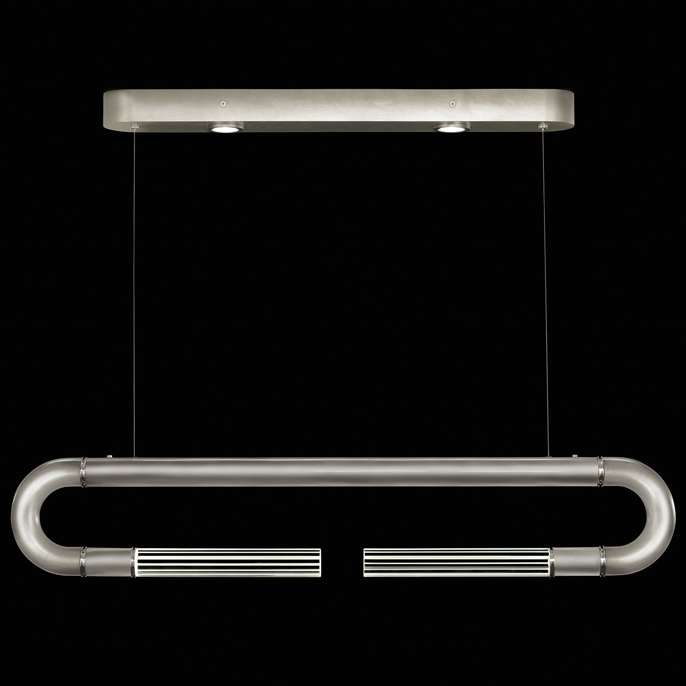 Antonia 52-Inch Sculptural Linear Pendant / Silver Leaf / Nickel / No Parchment