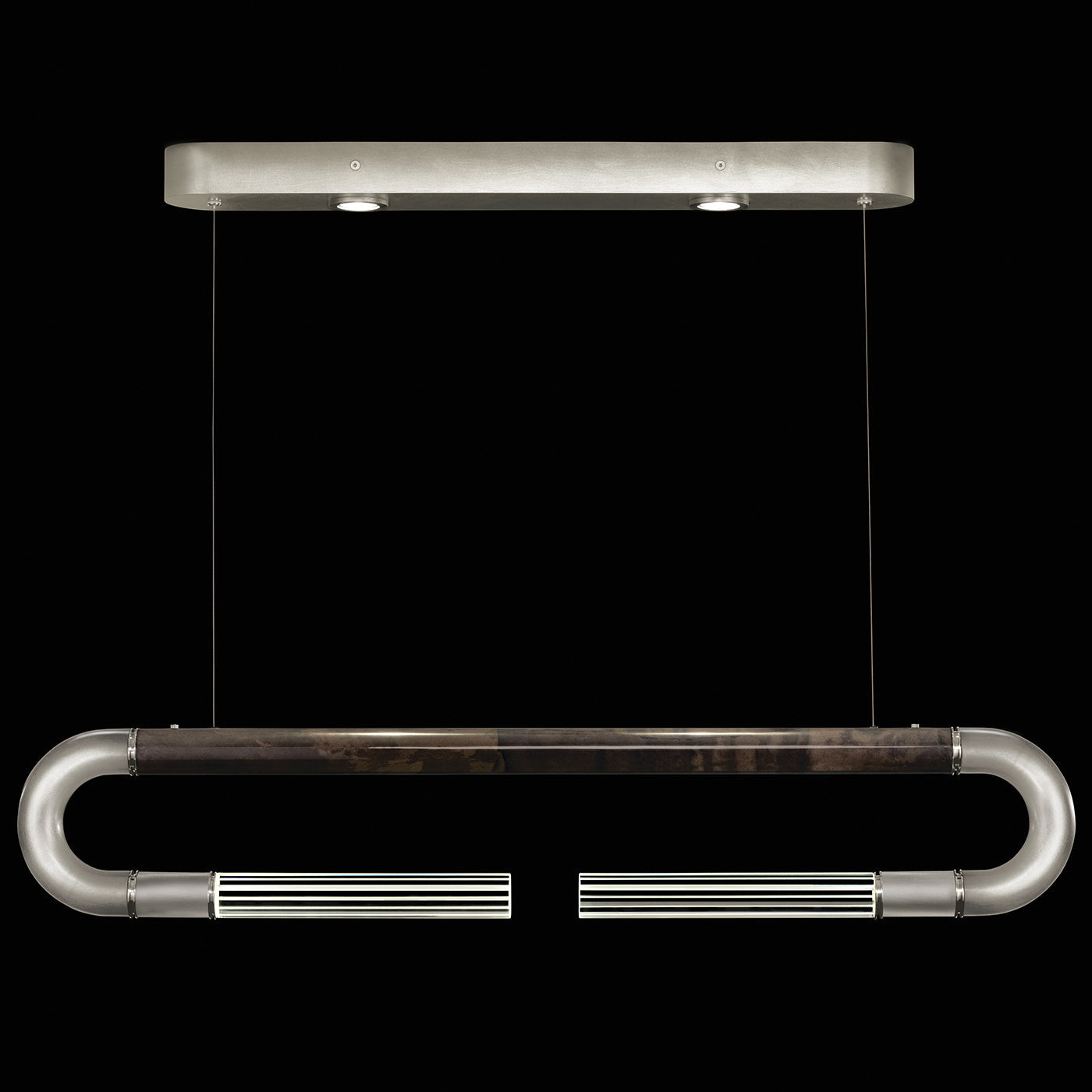 Antonia 52-Inch Sculptural Linear Pendant / Silver Leaf / Nickel / Charcoal