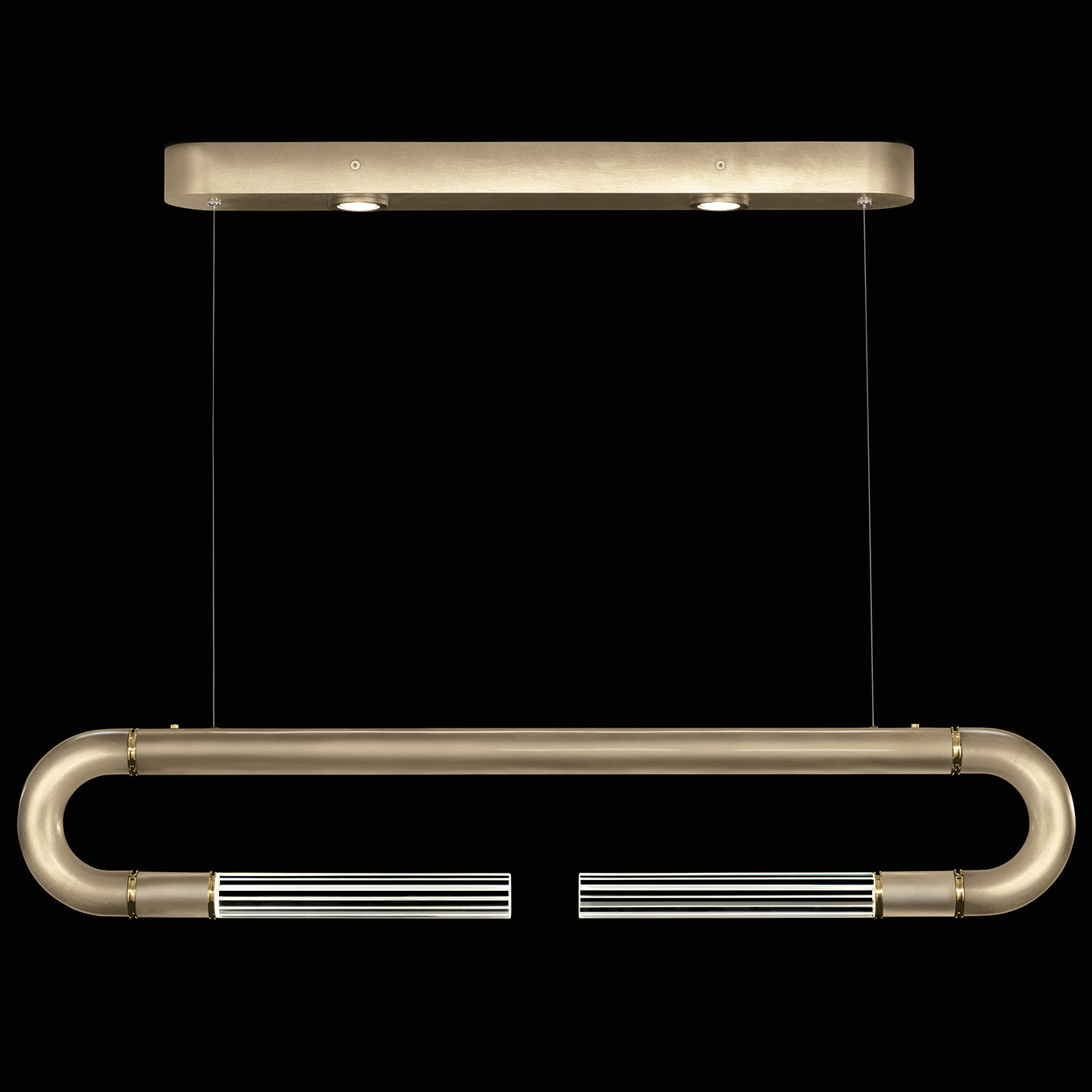 Antonia 52-Inch Sculptural Linear Pendant / Soft Gold Leaf / Brass / No Parchment