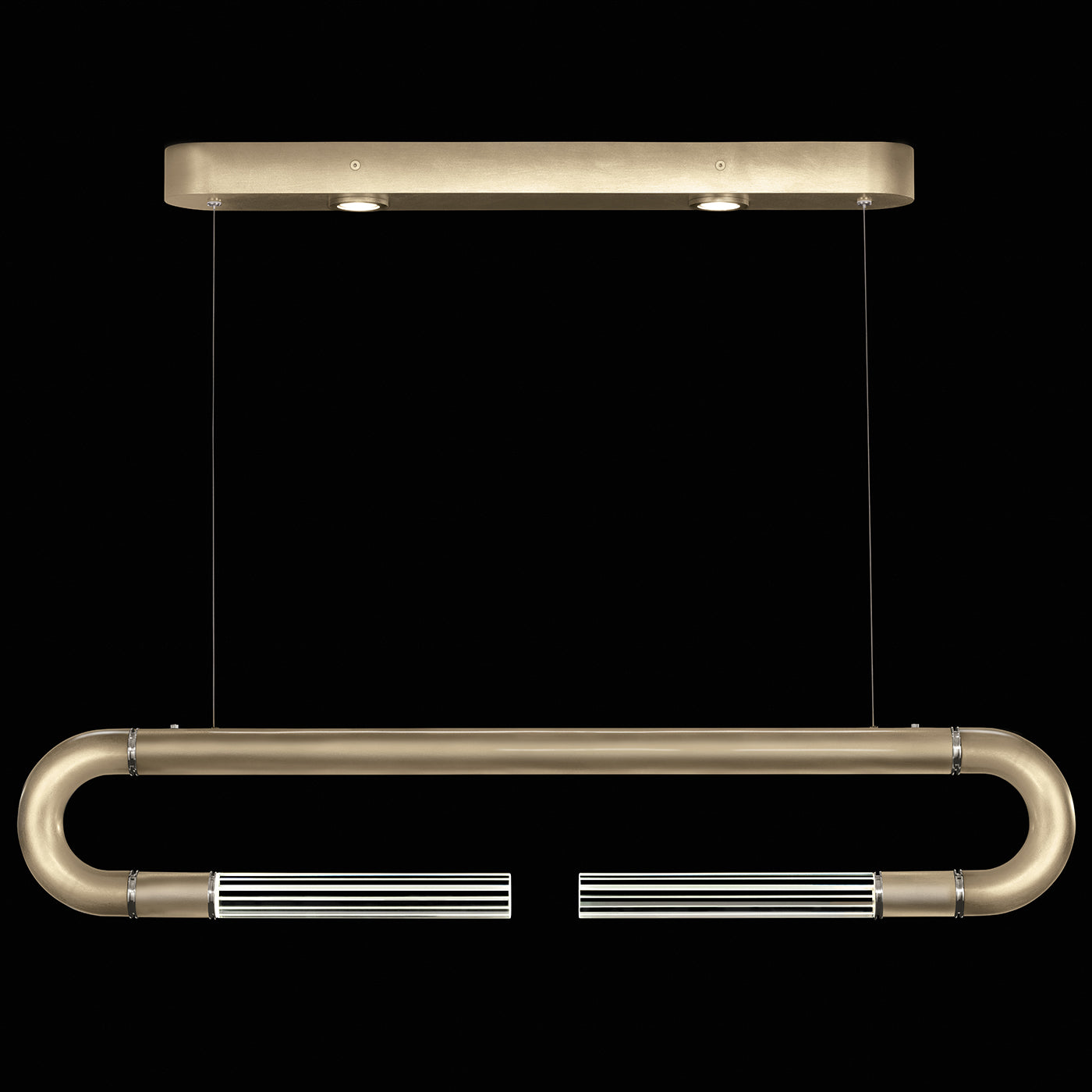 Antonia 52-Inch Sculptural Linear Pendant / Soft Gold Leaf / Nickel / No Parchment