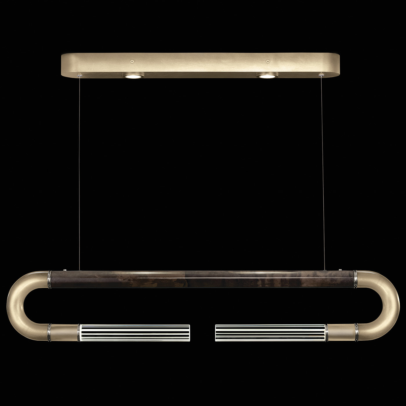Antonia 52-Inch Sculptural Linear Pendant / Soft Gold Leaf / Nickel / Charcoal