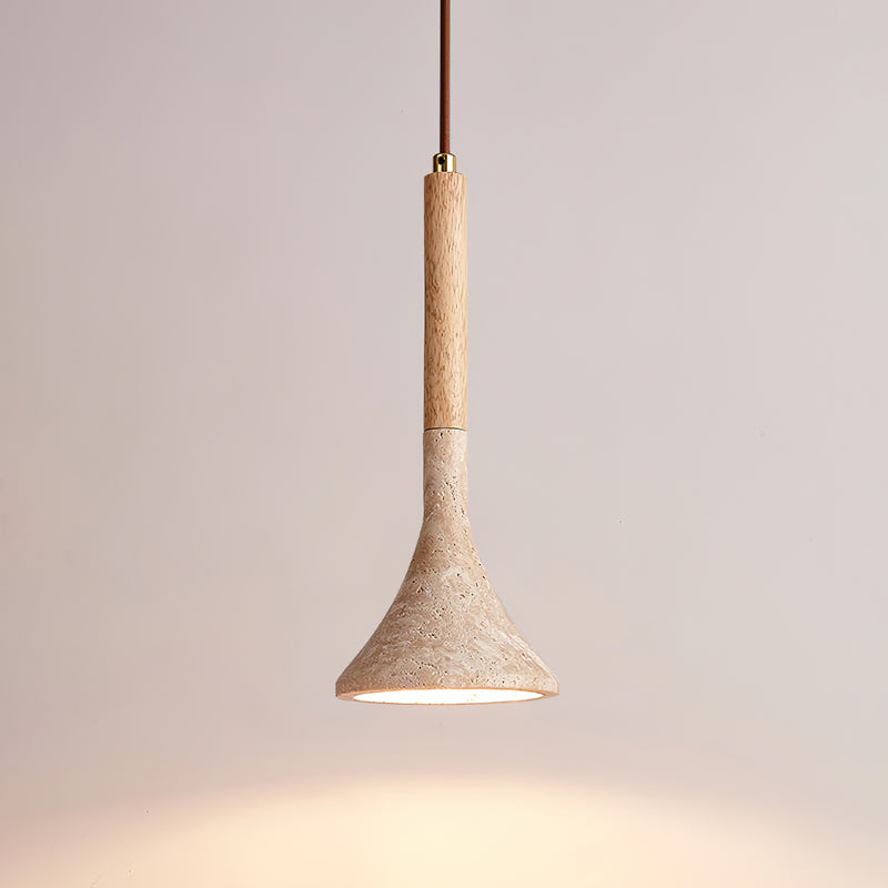 Aplomb Travertine and Wood Pendant