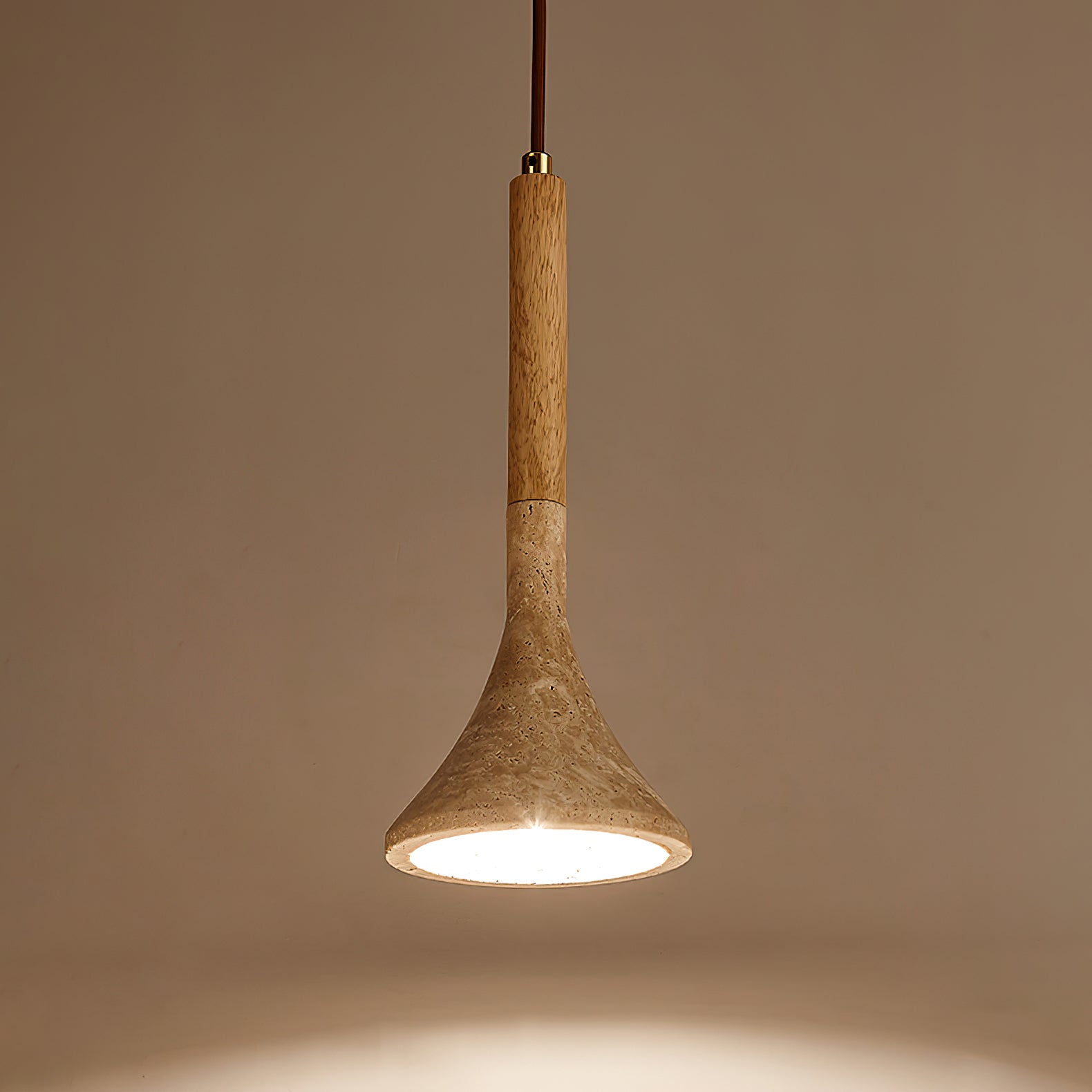 Aplomb Travertine and Wood Pendant