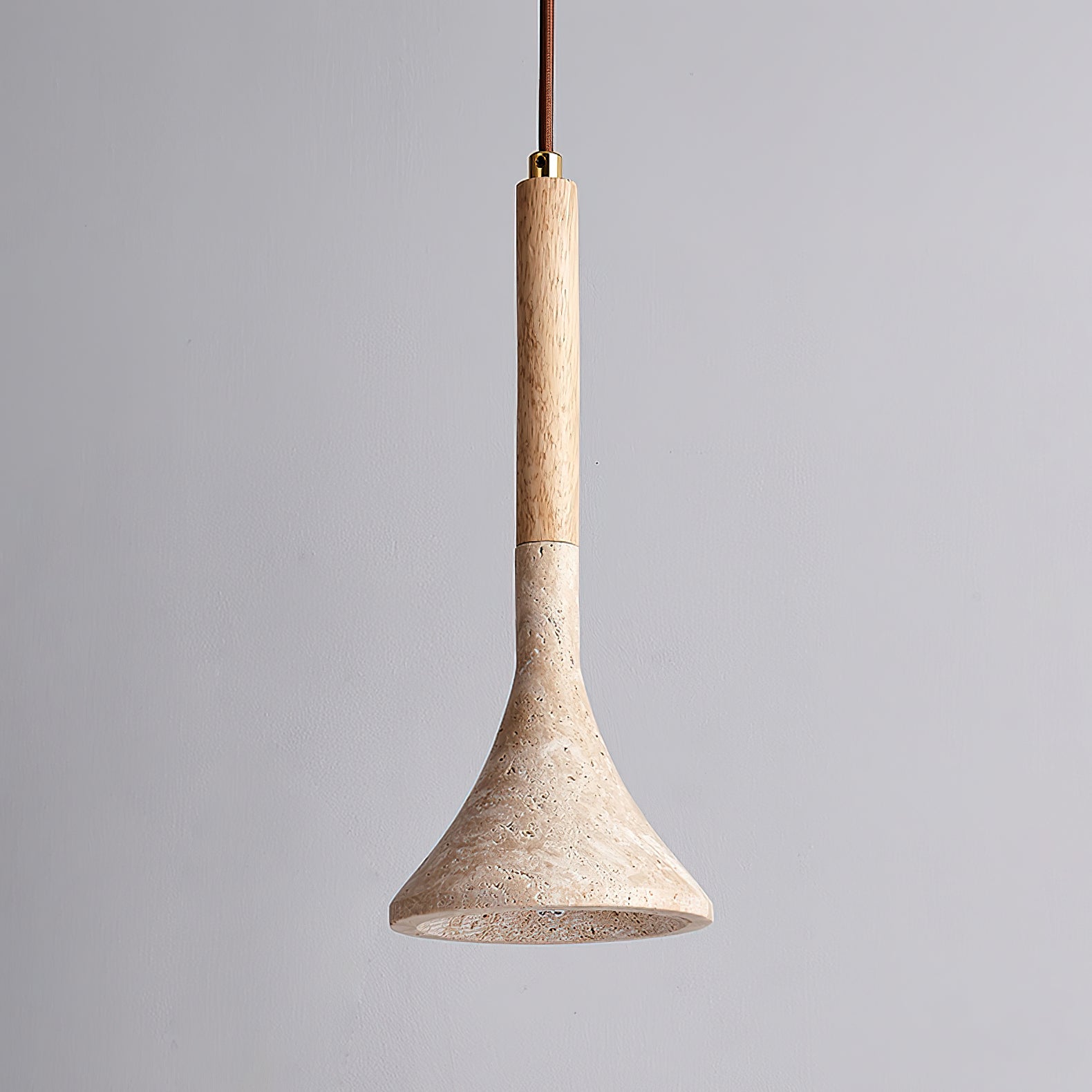 Aplomb Travertine and Wood Pendant